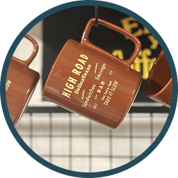 Custom branded drinkware with gold lettering