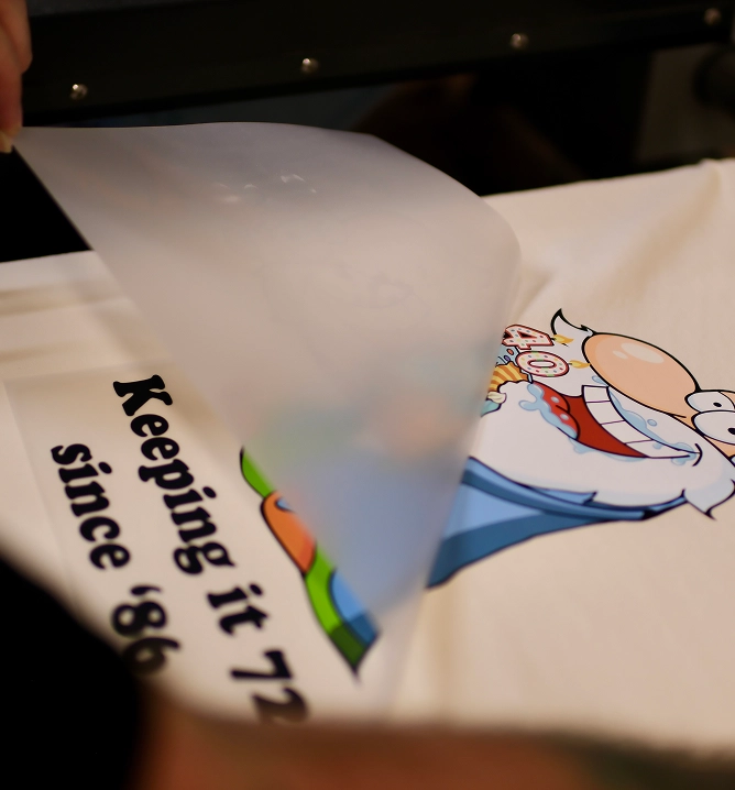 T-shirt with colorful cartoon-style graphic design
